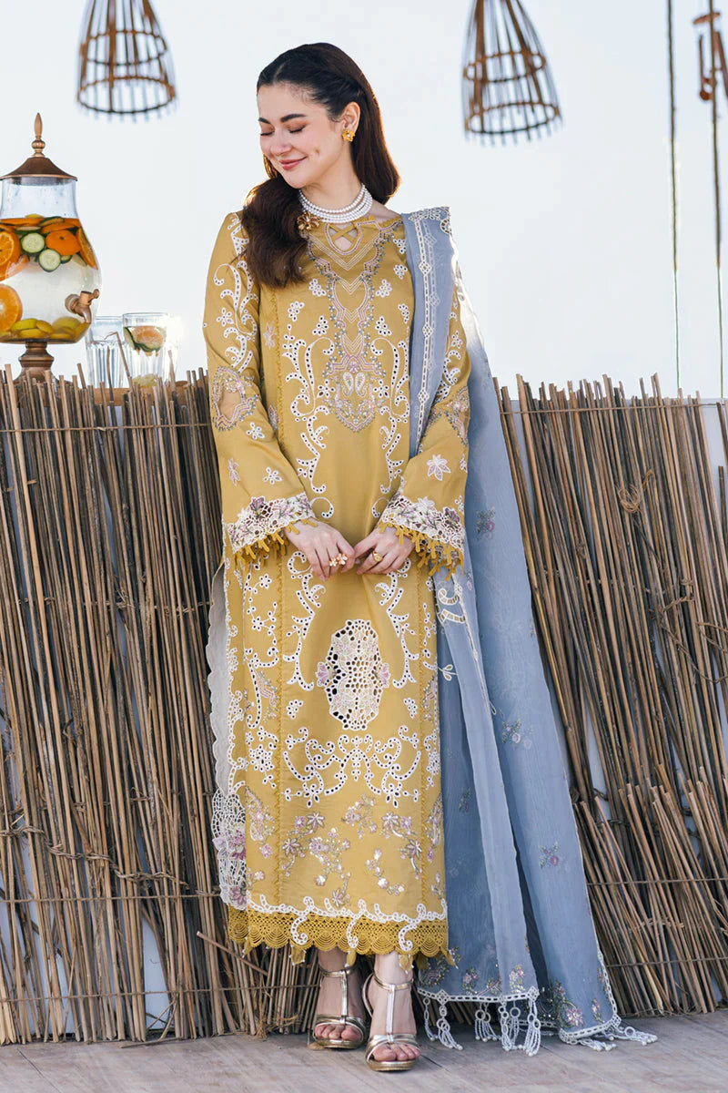 QALAMKAR Chikenkari Lawn 3PC Embroidered With Organza Embroidered Dupatta-450