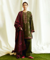 ZARA SHAHJAHAN 3PC Dhanak Embroidered Shirt With Digital Printed Shawl-273