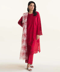 ZARA SHAHJAHAN 3PC Lawn Chikankari Embroidered Shirt With Printed Dupatta-487